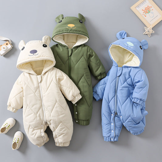 Baby Winter Cotton Jumpsuit with Hood – Warm Newborn Snowsuit