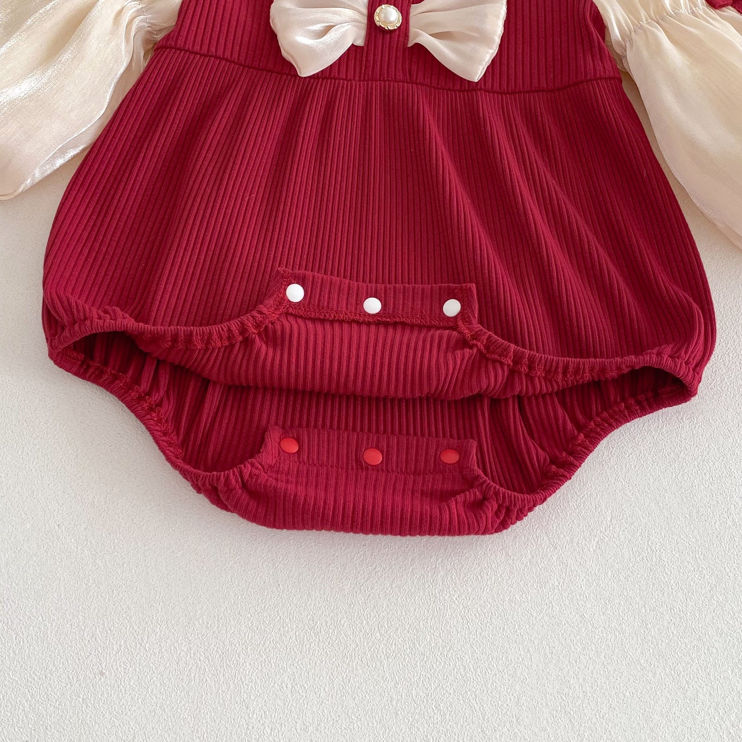 Baby Girl Bow Jumpsuit – Puff Sleeve Romper for Newborns